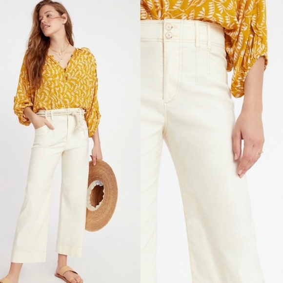 Anthropologie Pants - Anthropologie Emma Cropped Wide-Leg Pants in Ivory Women's Size 28